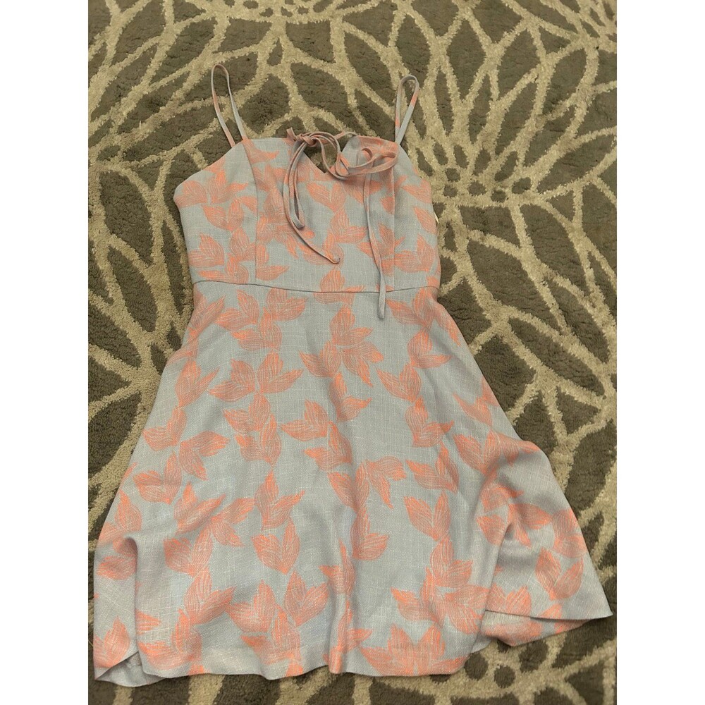 JOA Blue and Coral Butterfly Print Dress